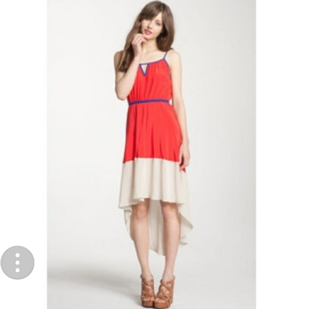 willow and clay blue/red/cream high low dress